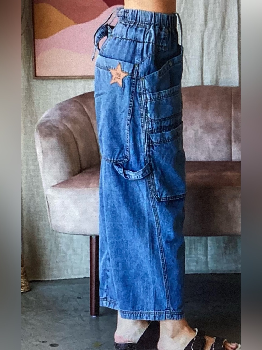 Oli & Hali Wide Leg Denim Cargo Jeans - Picture 3 of 3